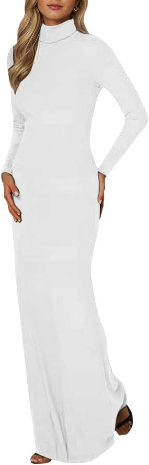 Женское облегающее платье с длинным рукавом Bodycon, White