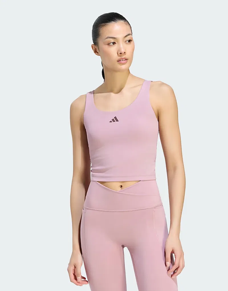 Спортивный топ All Me Light Support 3 Stripes Studio Adidas Performance, Magic Mauve