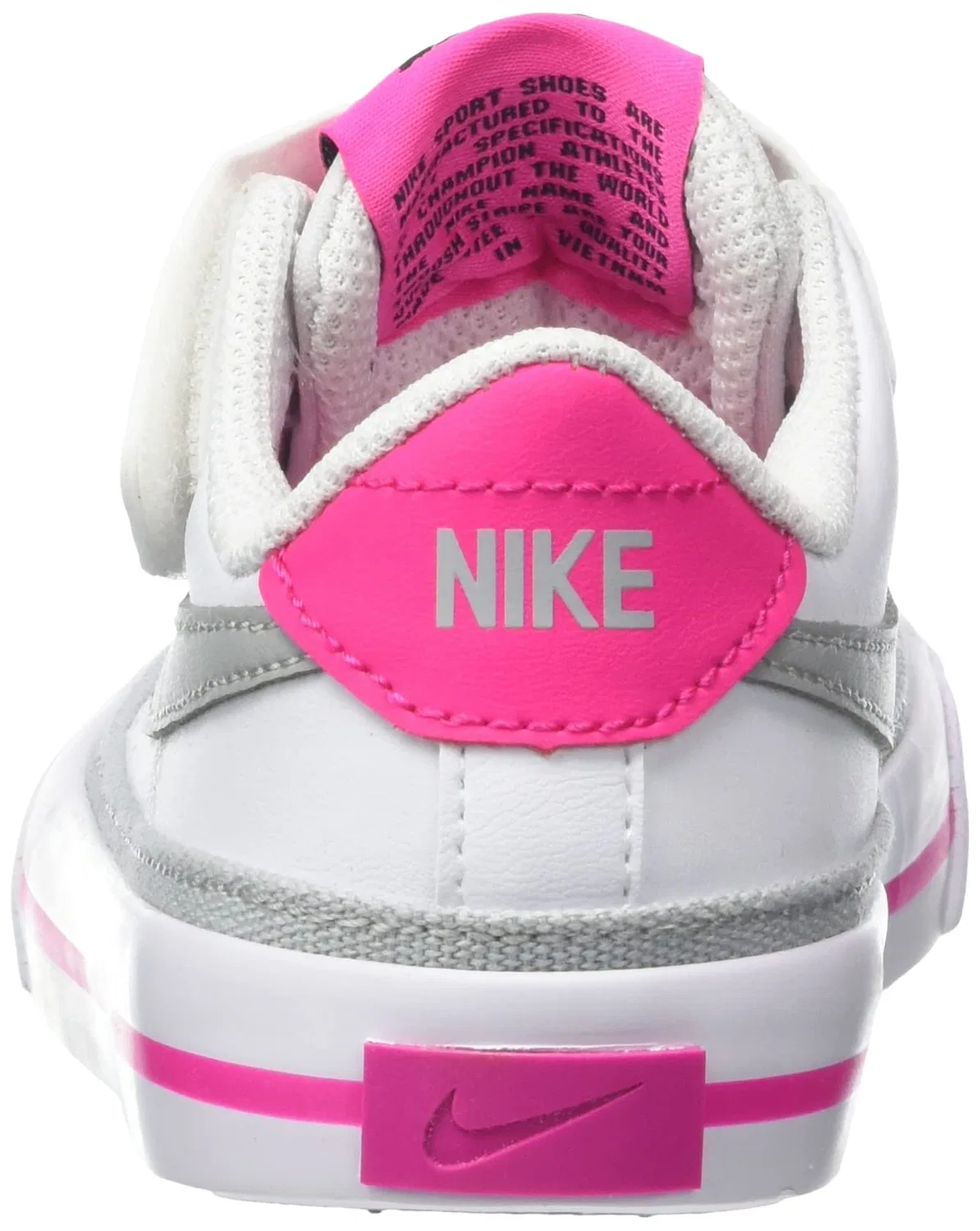 Детские кеды для мальчиков кожаные Court Legacy NIKE, White Lt Smoke Grey Pink Prime Kumquat — фото 3