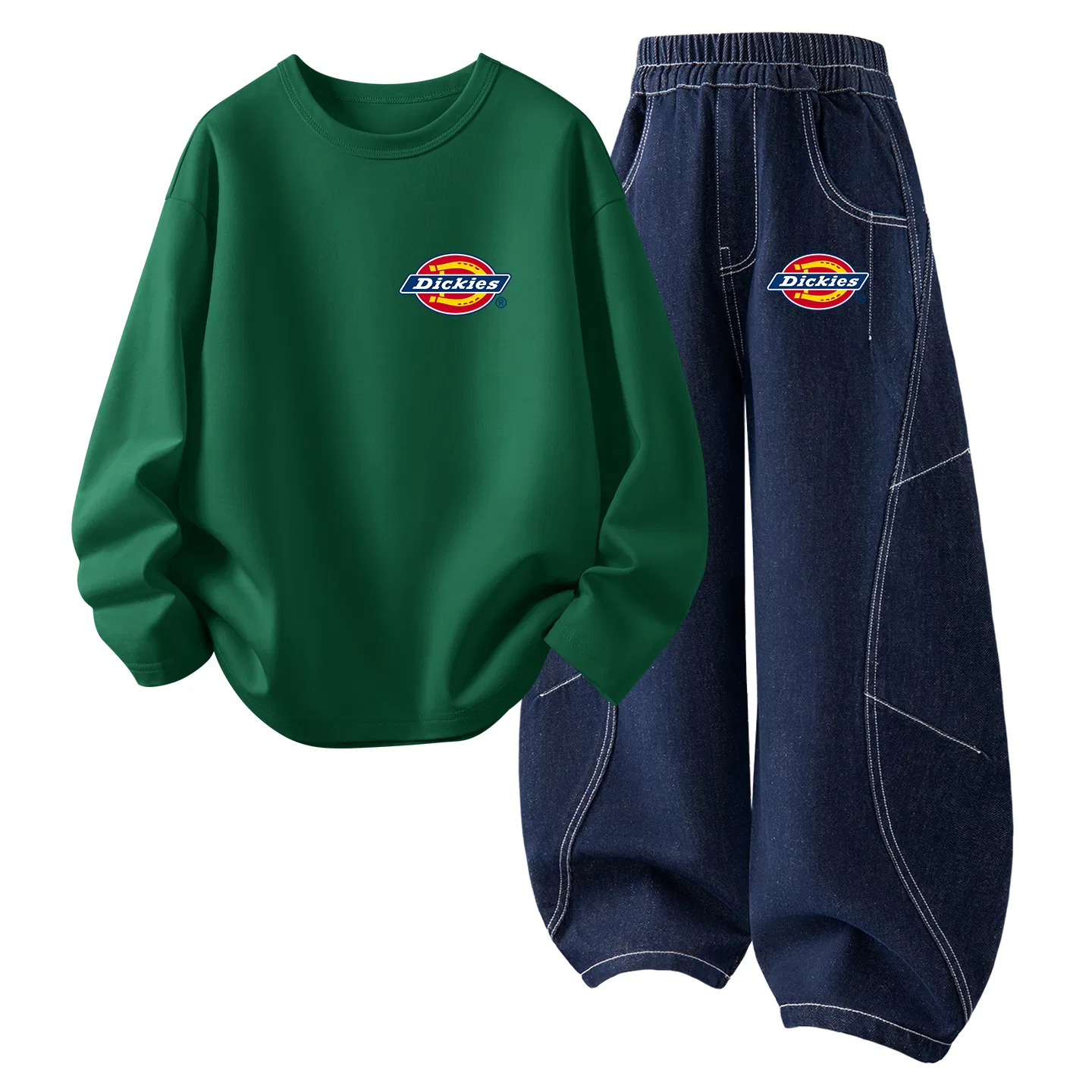 Детский спортивный костюм с принтом Dickies, Vintage Green/Denim Dark Blue