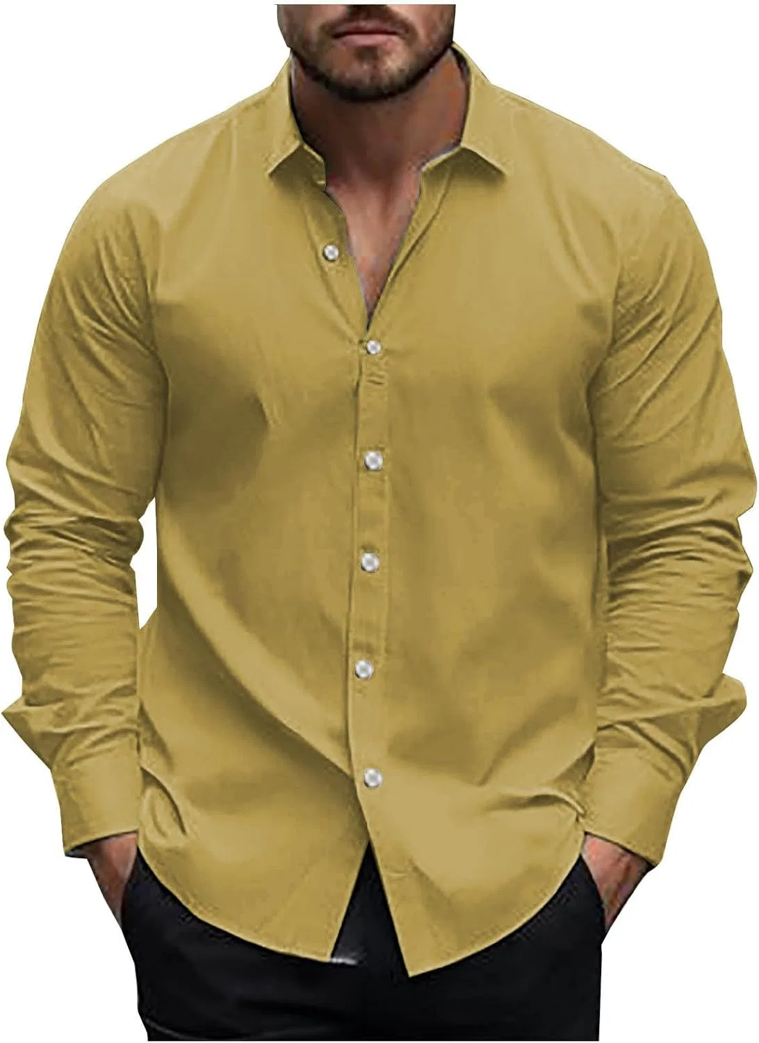 Мужская облегающая рубашка с растяжением Casual, Yellow