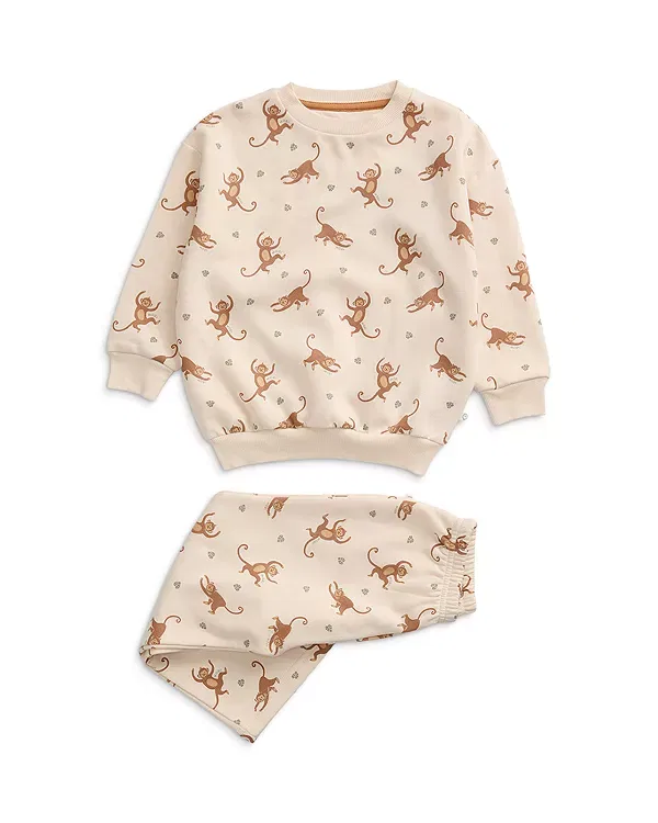 Детский комплект из свитшота и джоггеров с принтом обезьянки Unisex monkey print sweatshirt & jogger set Mori, Monkey