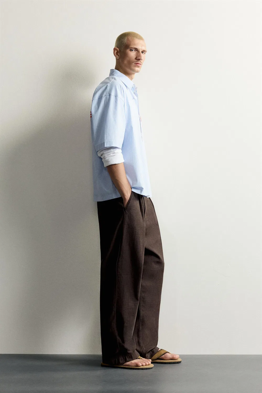 Рубашка свободного кроя с графическим принтом ZARA, Blue — фото 4
