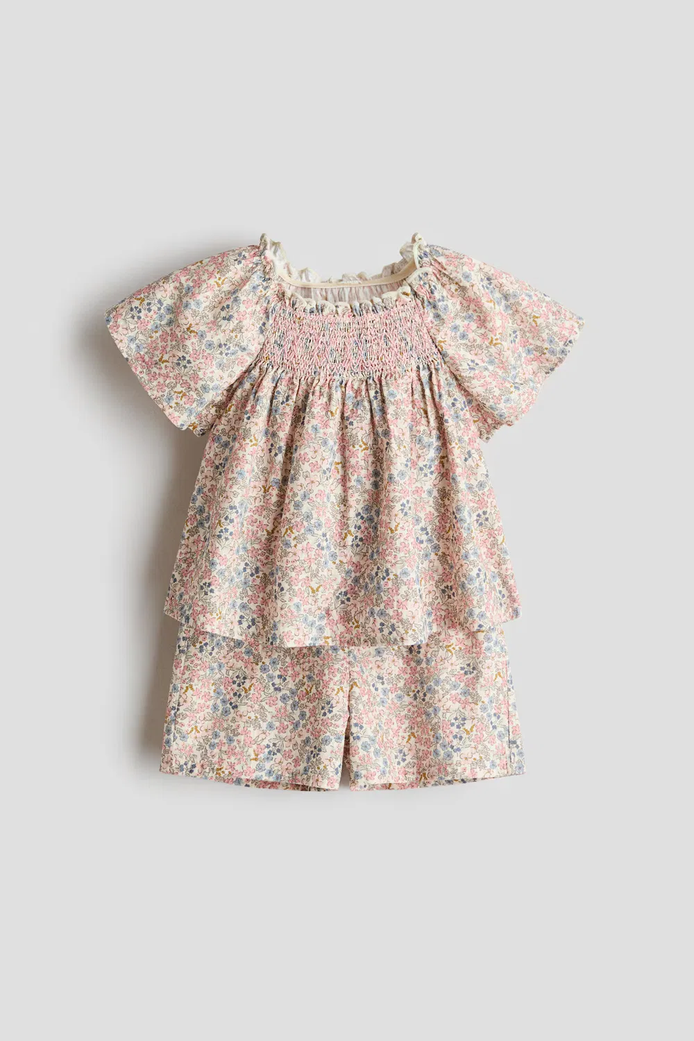 Комплект из двух предметов из хлопка H&M, Hellbeige/Geblümt — фото 4