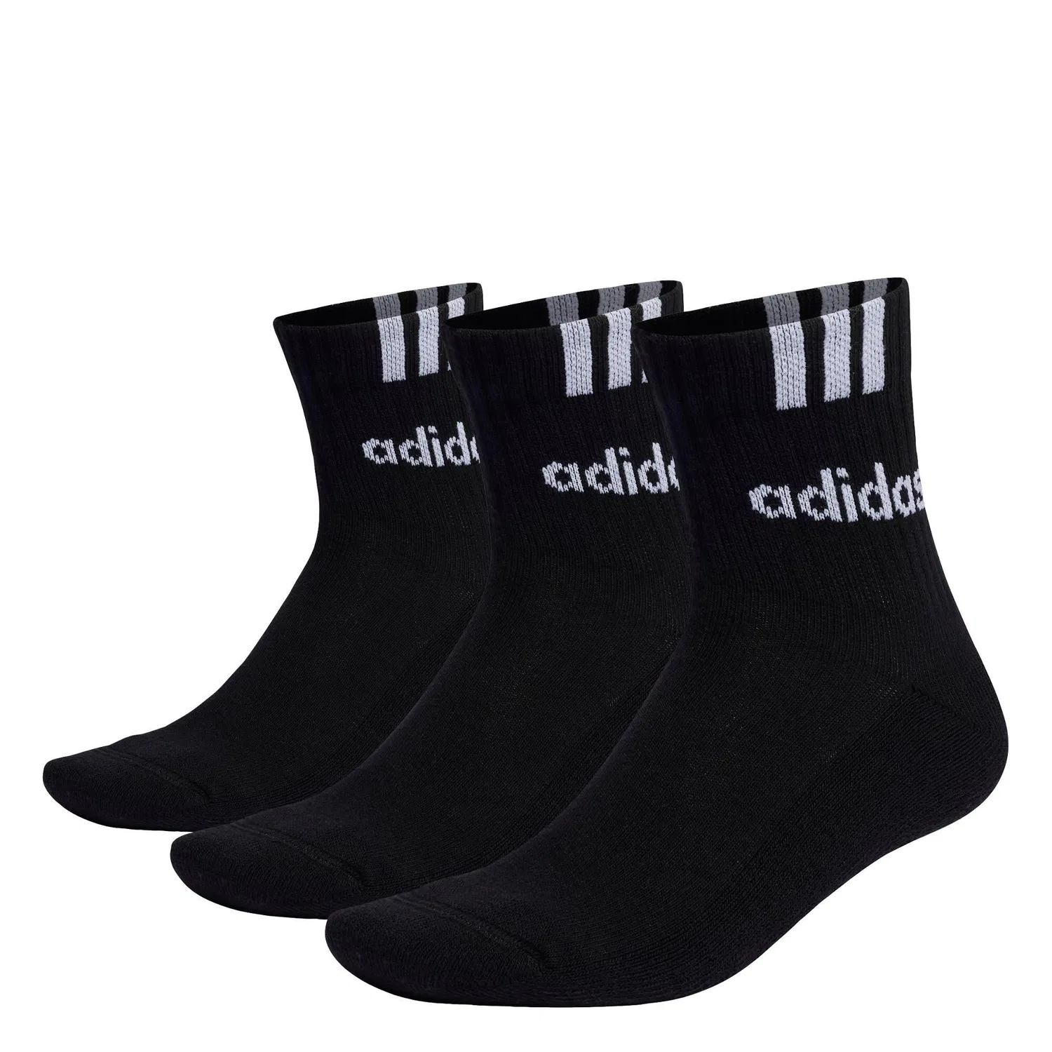 Мужские носки с принтом 3-Streifen Linear Half-Crew Cushioned Adidas, Schwarz