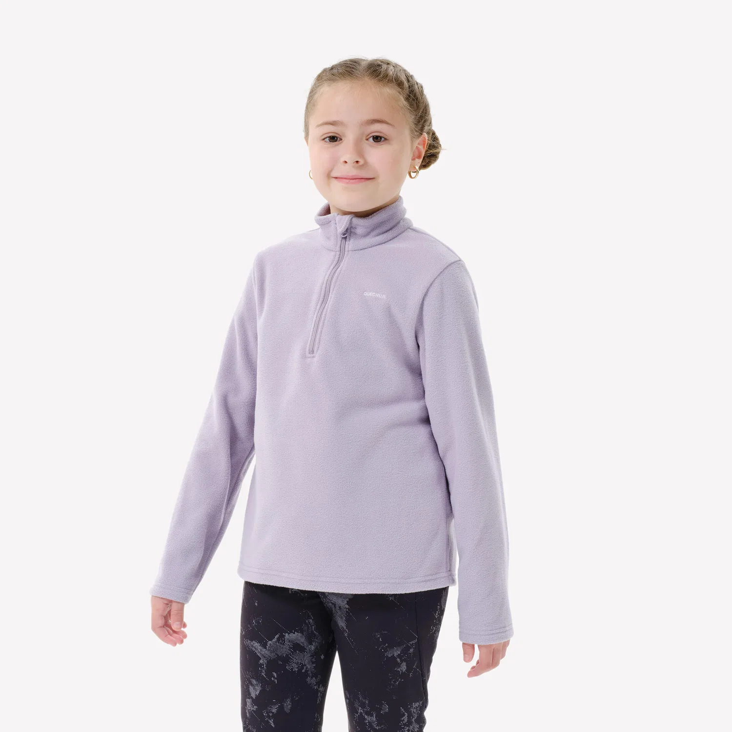 Детский флисовый пуловер с полузастежкой Fleecepullover Kinder Quechua, Rauchlila