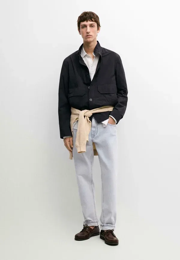 Куртка из полиамида Bomber jacket with pocket details Massimo Dutti, темно-синий — фото 2