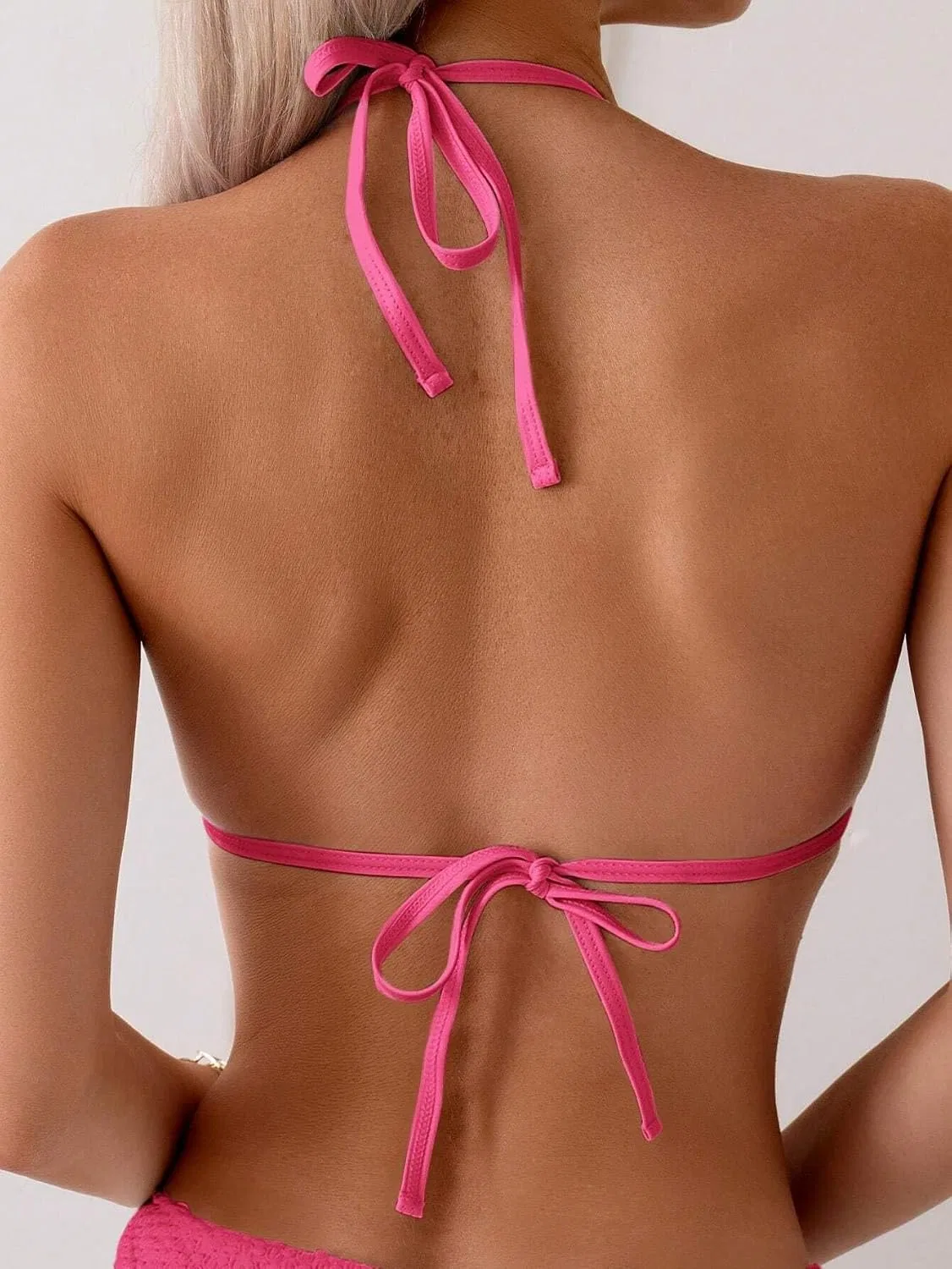 Женский бикини-сет с чашками push-up High Waisted, Hot Pink — фото 4