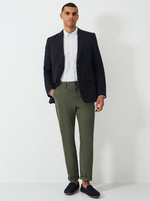 

Хлопковый блейзер с добавлением льна Crew Clothing, Navy