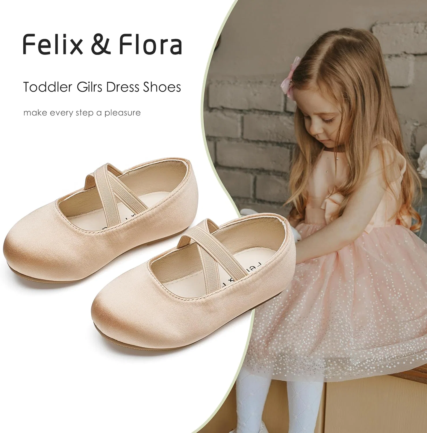 Детские туфли для девочек балетки Мэри Джейн Felix & Flora, Dark Nude — фото 4