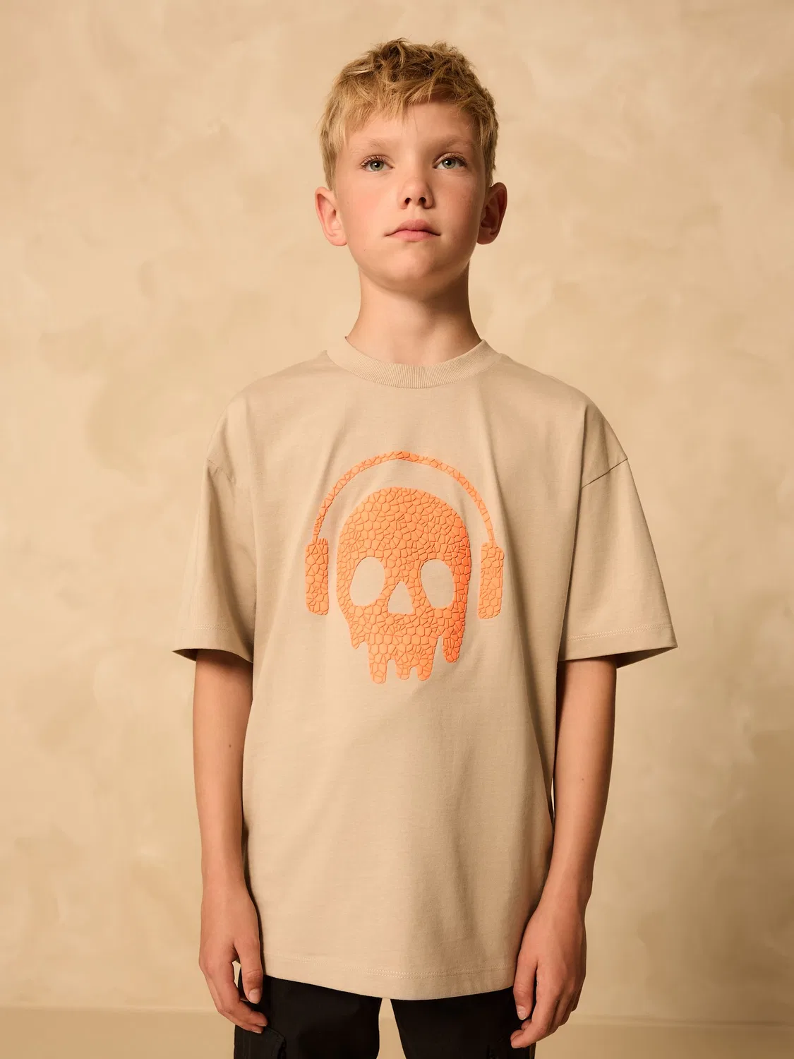 Футболка с графическим принтом, свободный крой Next, Stone/Orange Skull