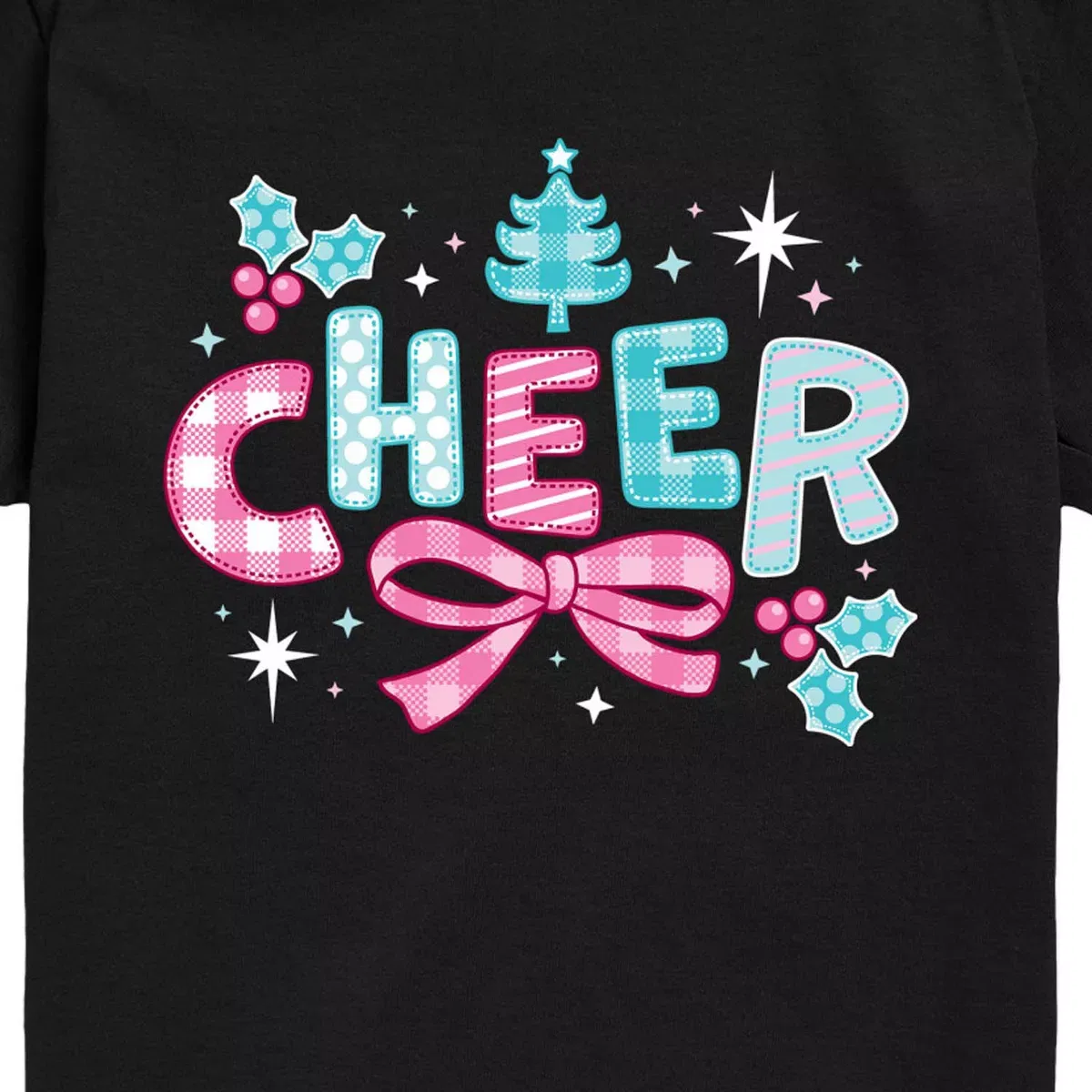 Детская футболка с принтом Patchwork Cheer Instant Message, Black — фото 2