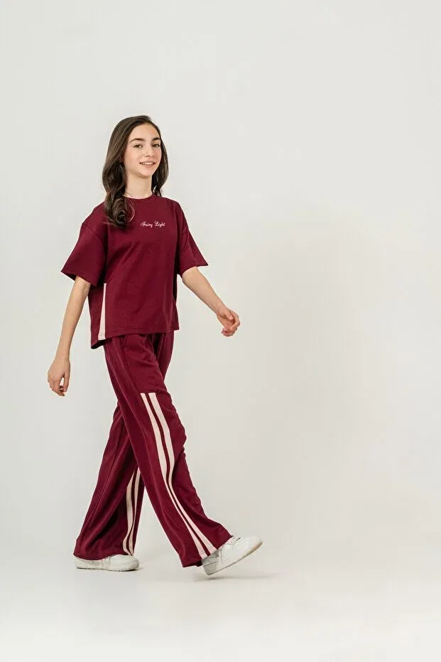 Детский комплект для девочек с вышивкой Mışıl Kids, Burgundy — фото 3