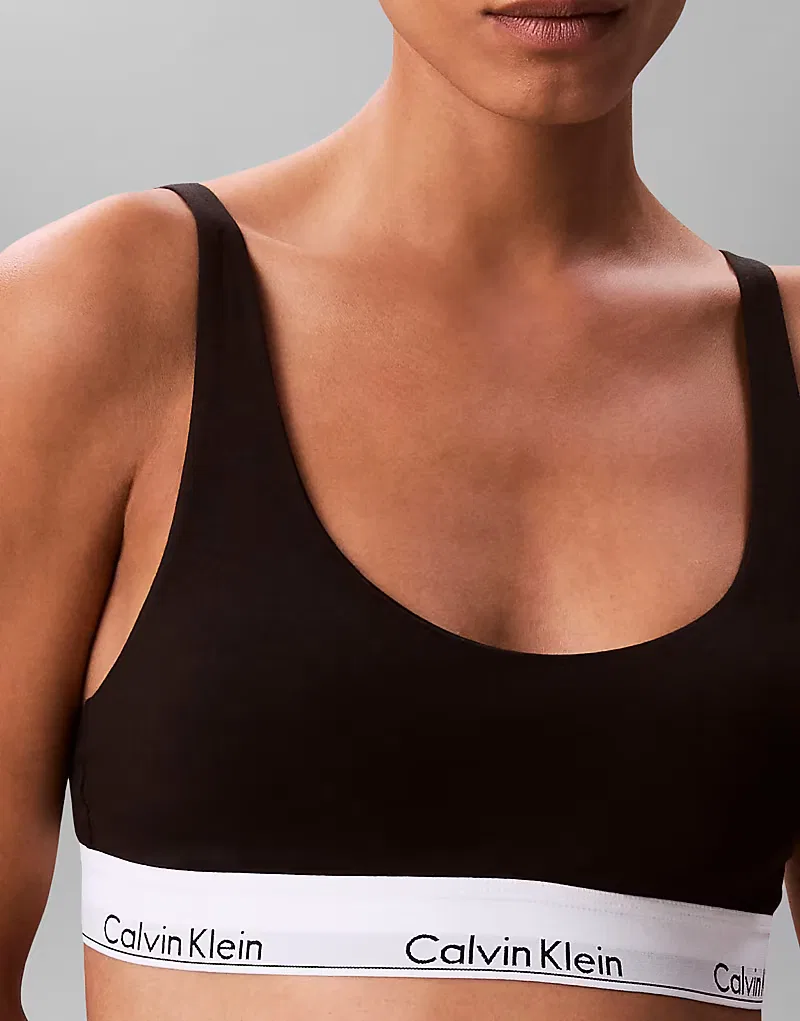 Бюстгальтер-топ Calvin Klein Icon Cotton Modal с легкой подкладкой, черный — фото 2