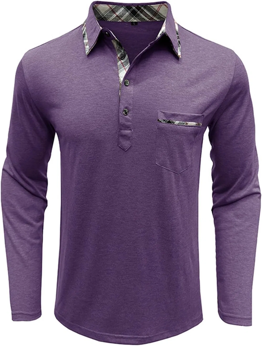 Мужская флип-воротниковая футболка-поло с карманом Purple — фото 2