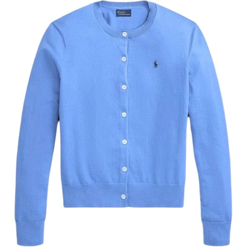 Женский вязаный джемпер с круглым вырезом, прямой крой, Polo Ralph Lauren, Blue