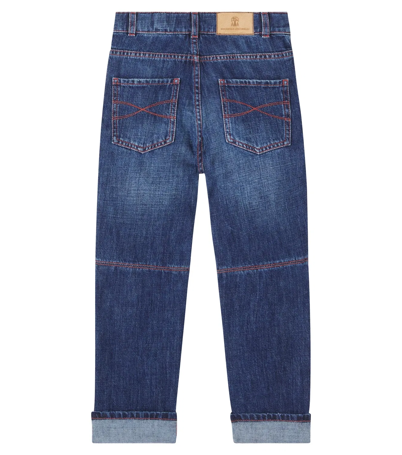 Джинсы прямого кроя со средней посадкой Brunello Cucinelli Kids, синий — фото 4