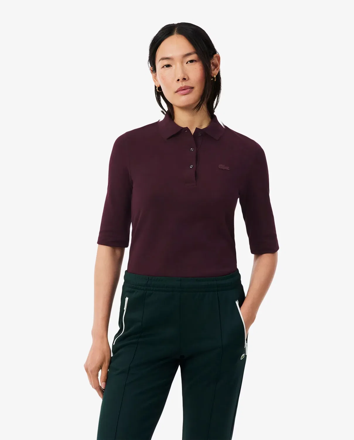 Поло Lacoste приталенное, женское, Marrón