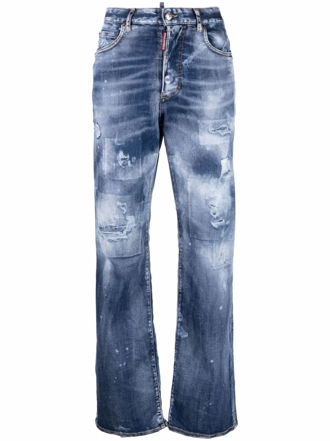 Джинсы с Завышенной Талии и Тай-Даем DSQUARED2, синий
