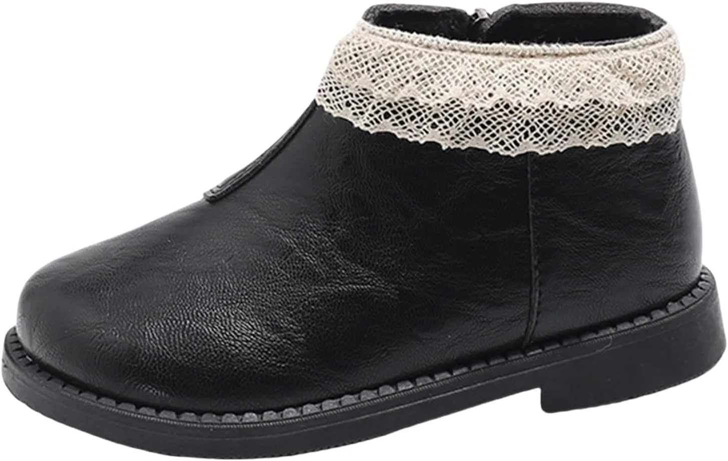 Детские ботинки для девочек с кожаным верхом и шнуровкой, Black