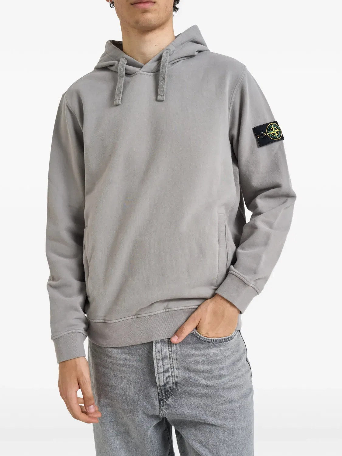 Худи из органического хлопка серого цвета Stone Island, серый