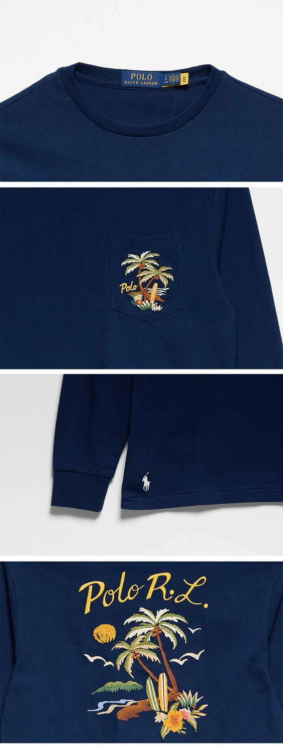 Мужская классическая футболка с вышивкой синяя от Polo Ralph Lauren — фото 4