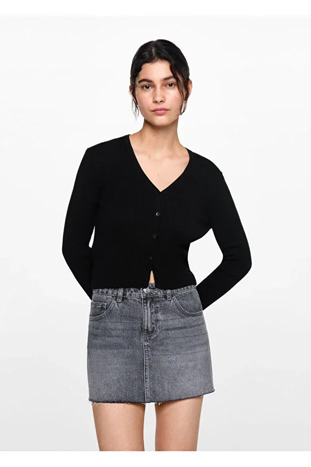Детский кардиган для девочек с длинным рукавом Mango Woman, Black — фото 2