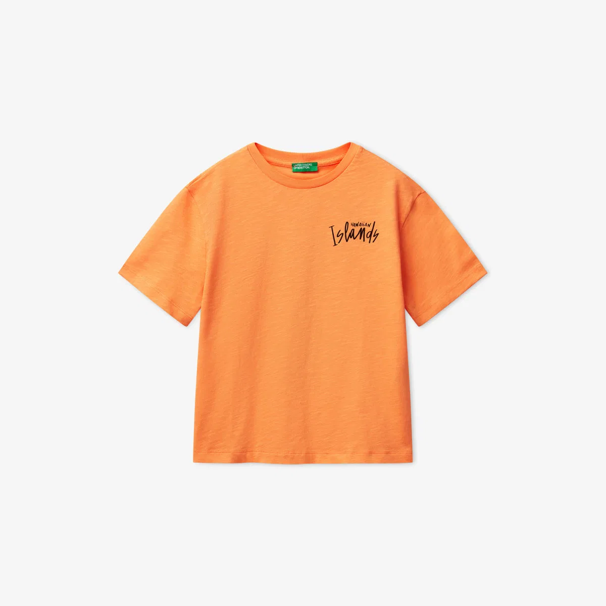 Свободная футболка с коротким рукавом из хлопкового трикотажа, размер 6-14 лет Benetton, абрикосовый