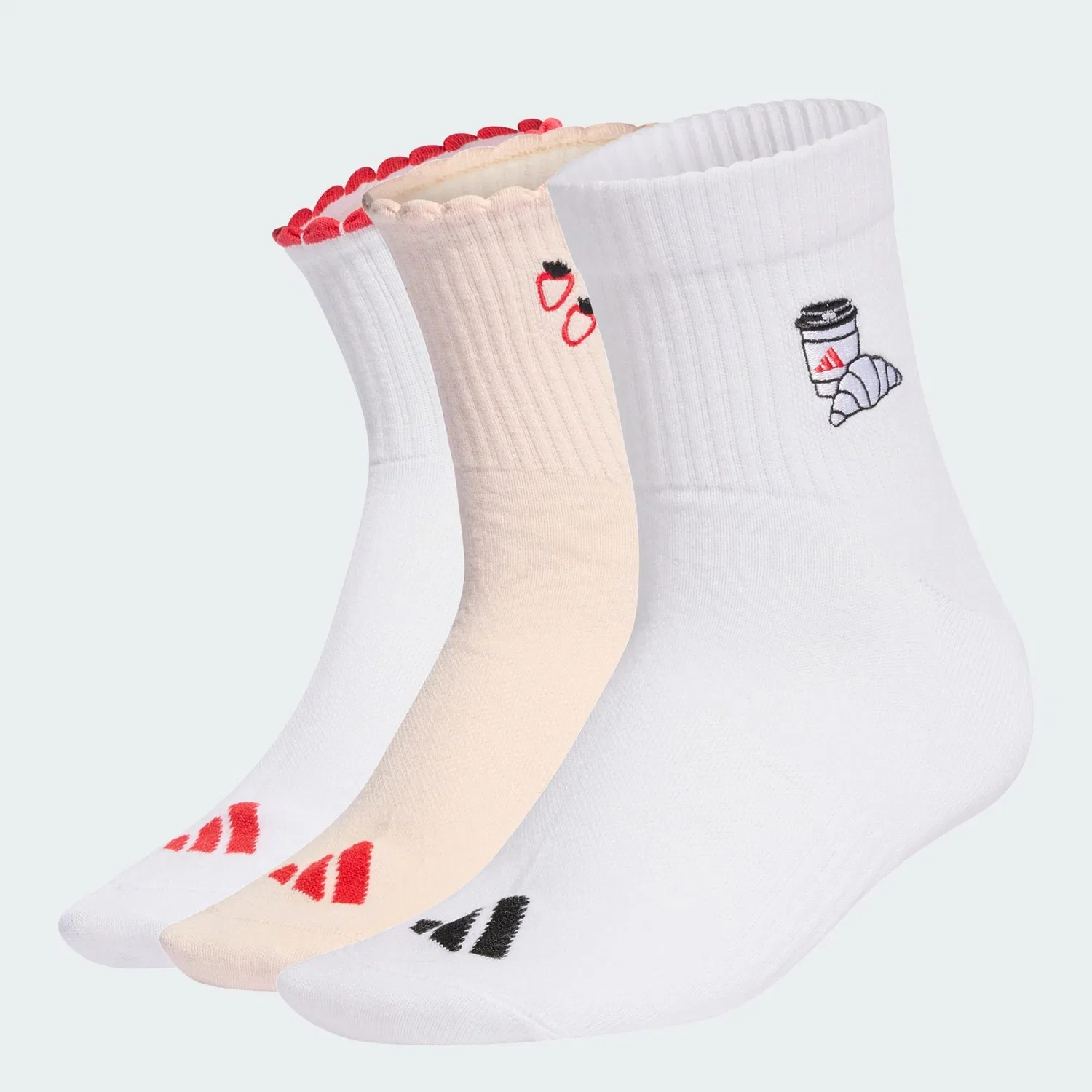 Носки с вышивкой Graphic Socken 3er-Pack Adidas, Beige / Weiss / Hellrot — фото 4