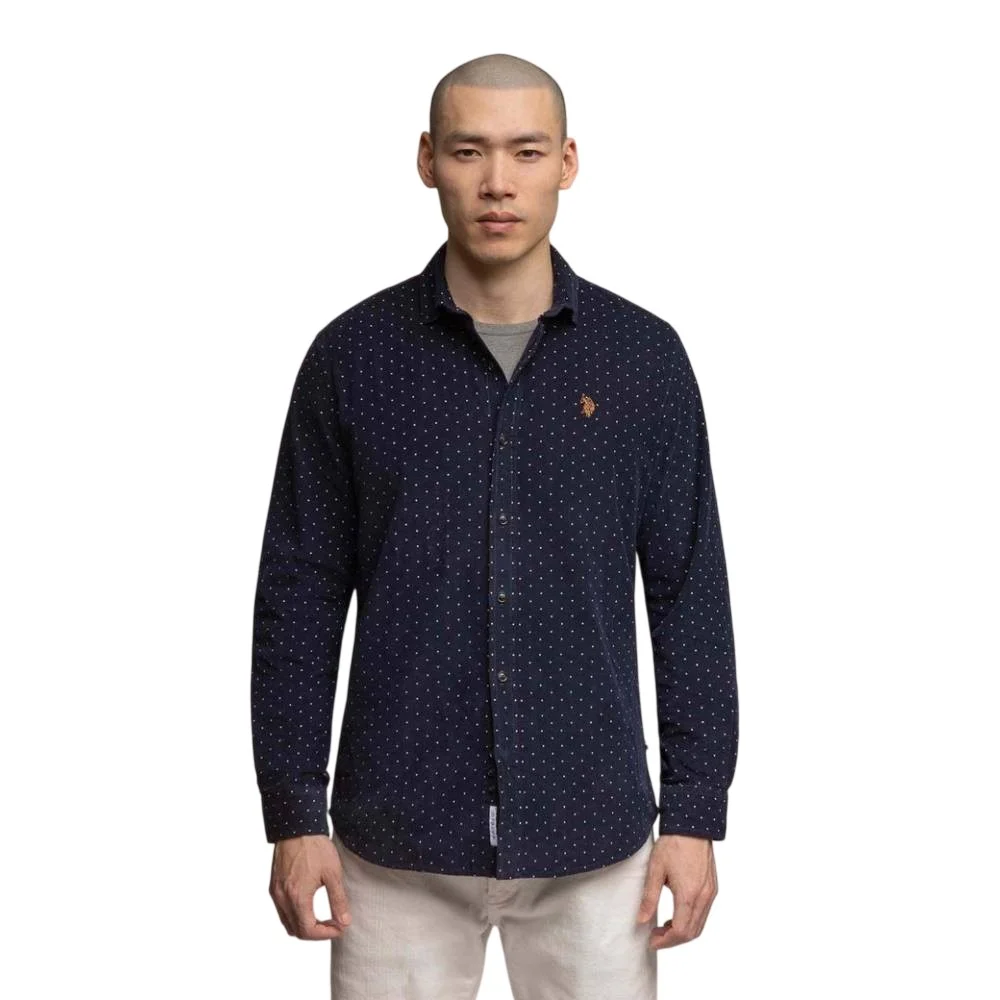 Мужская рубашка U.S. Polo Assn. White Label Dot Corduroy, темно-синий