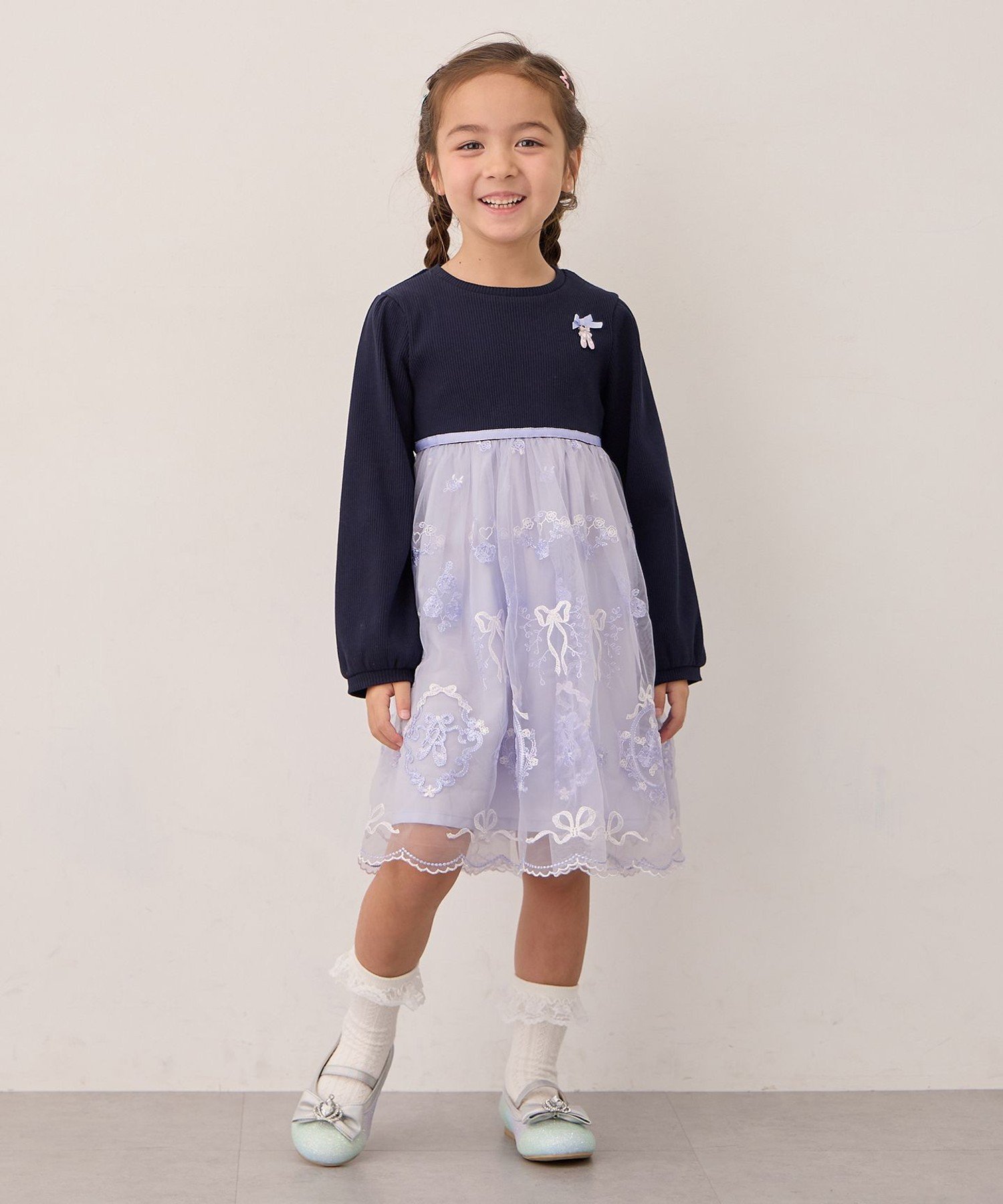 Балетное платье из вышитого тюля ANY KIDS, Navy x Sax Blue [073] — фото 2