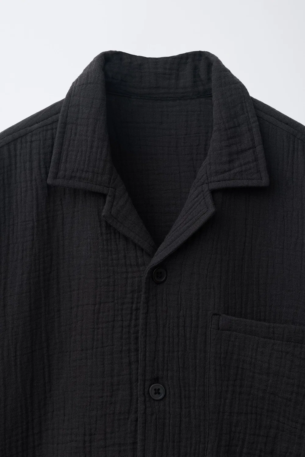 Текстурированная рубашка для боулинга ZARA, Black — фото 3