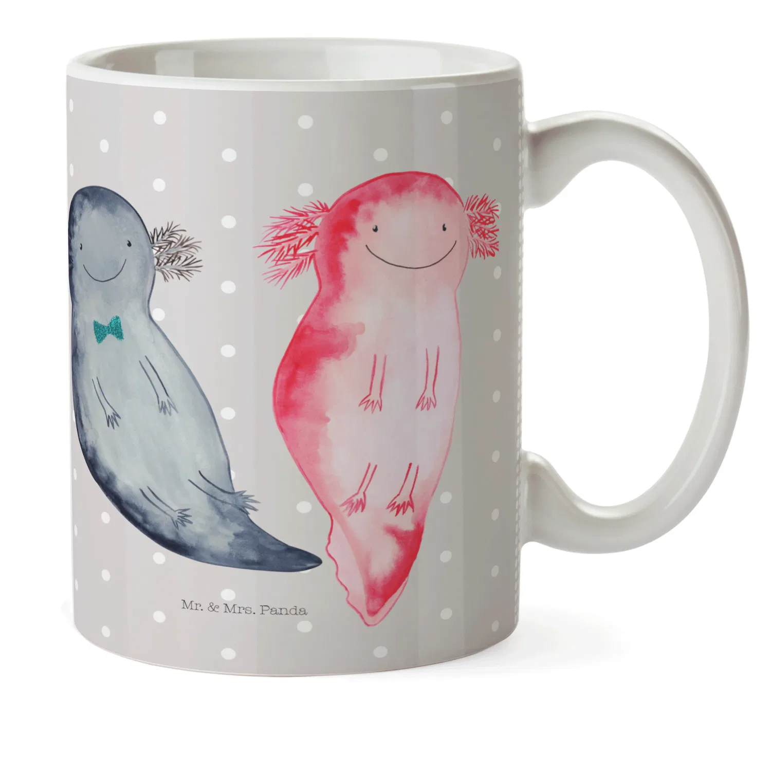 Детская кружка с принтом Axolotl Freundin Mr. & Mrs. Panda, серый