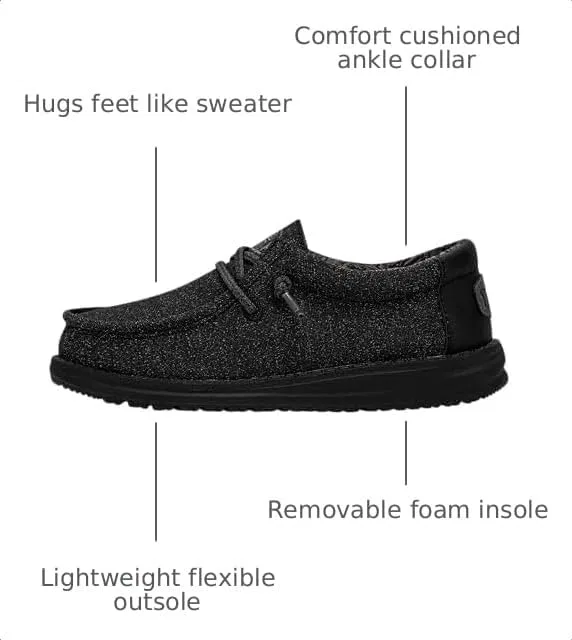 Детские туфли-лоферы для мальчиков Wally Basic HEYDUDE, Black — фото 3
