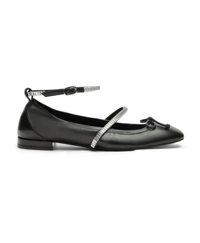 Балетки с хрустальным декором Stuart Weitzman, черный
