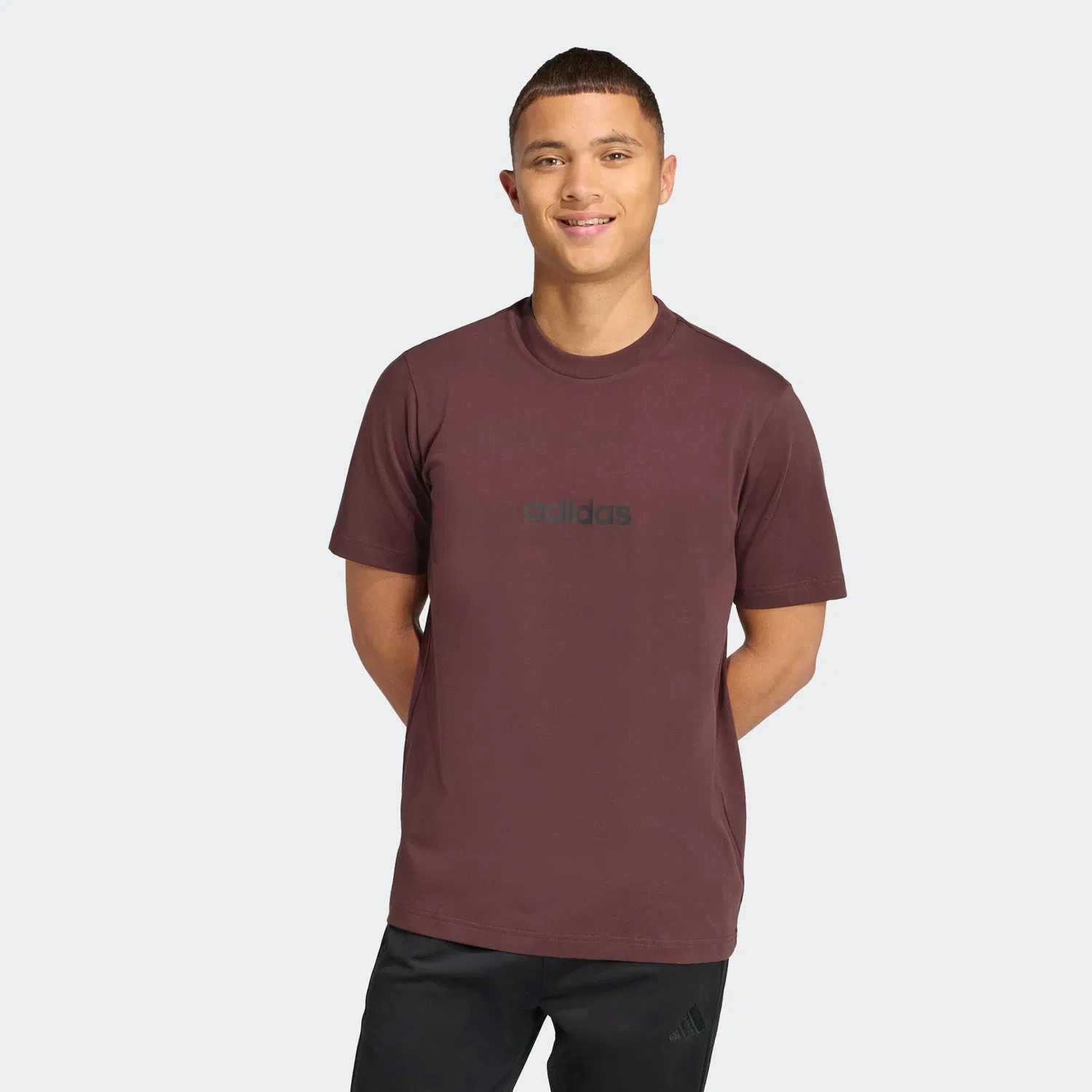 Детская футболка с круглым вырезом и спущенным плечом Adidas Sportswear, Shadow Brown/Black