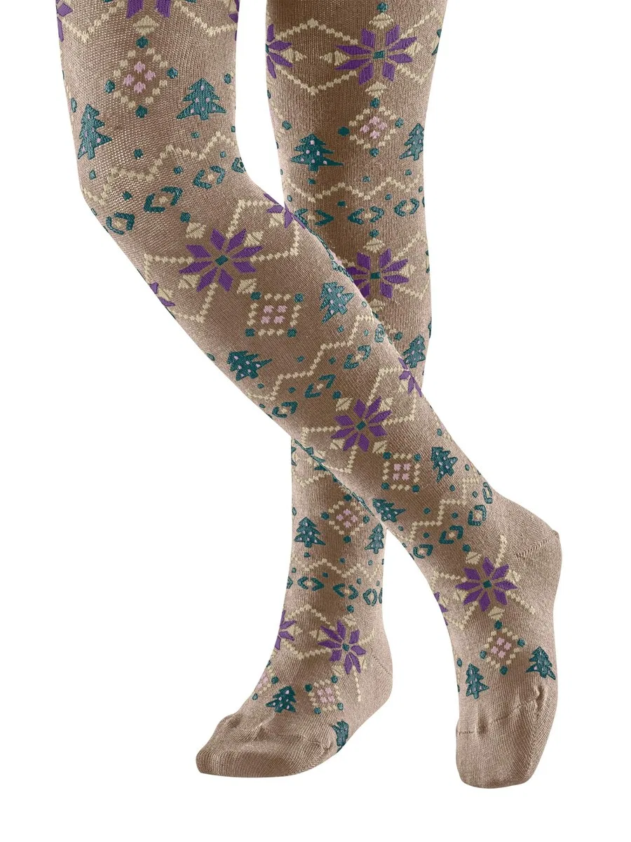 Колготки FALKE 'Nordic Fair Isle' темно-бежевого цвета — фото 3