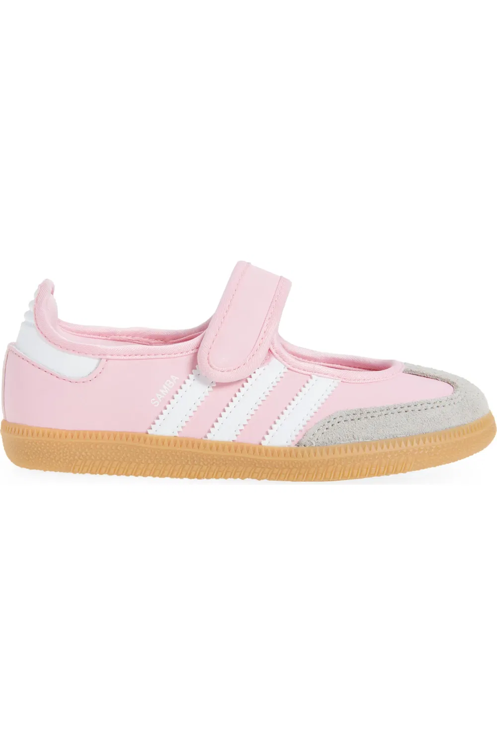 Детские кеды с ремешком Mary Jane Samba Adidas, Light Pink/White/Gum — фото 4