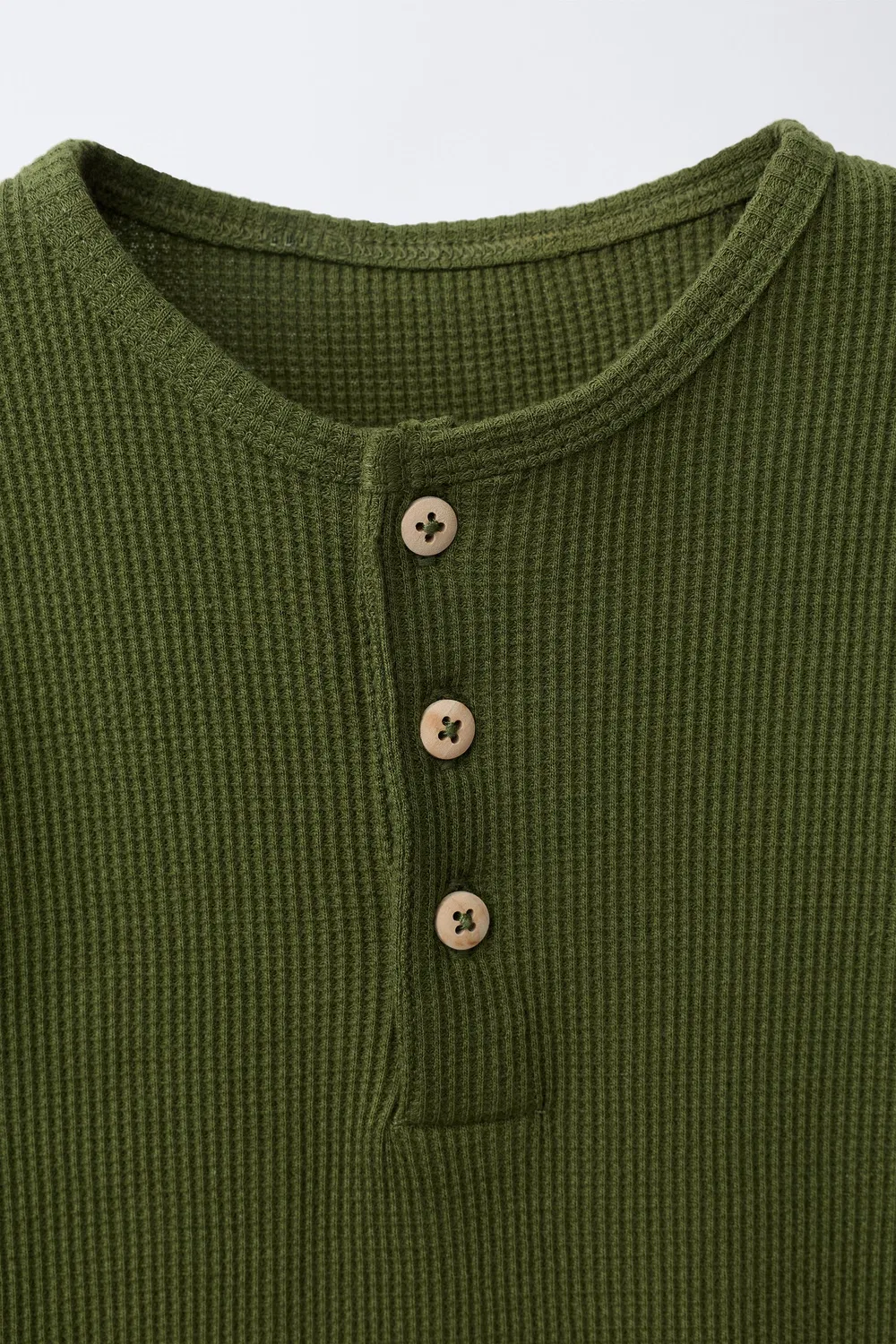 Комбинезон Henley из вафельной вязки ZARA, Green — фото 3