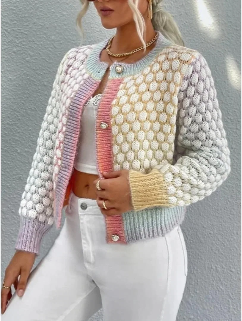 Женский кардиган с градиентом и клеткой, модель Gradient Checkered, мультиколор — фото 3