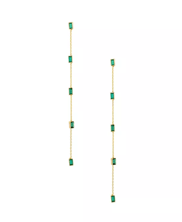 

Серьги линейные багеты с покрытием из 18-каратного золота Ettika, green