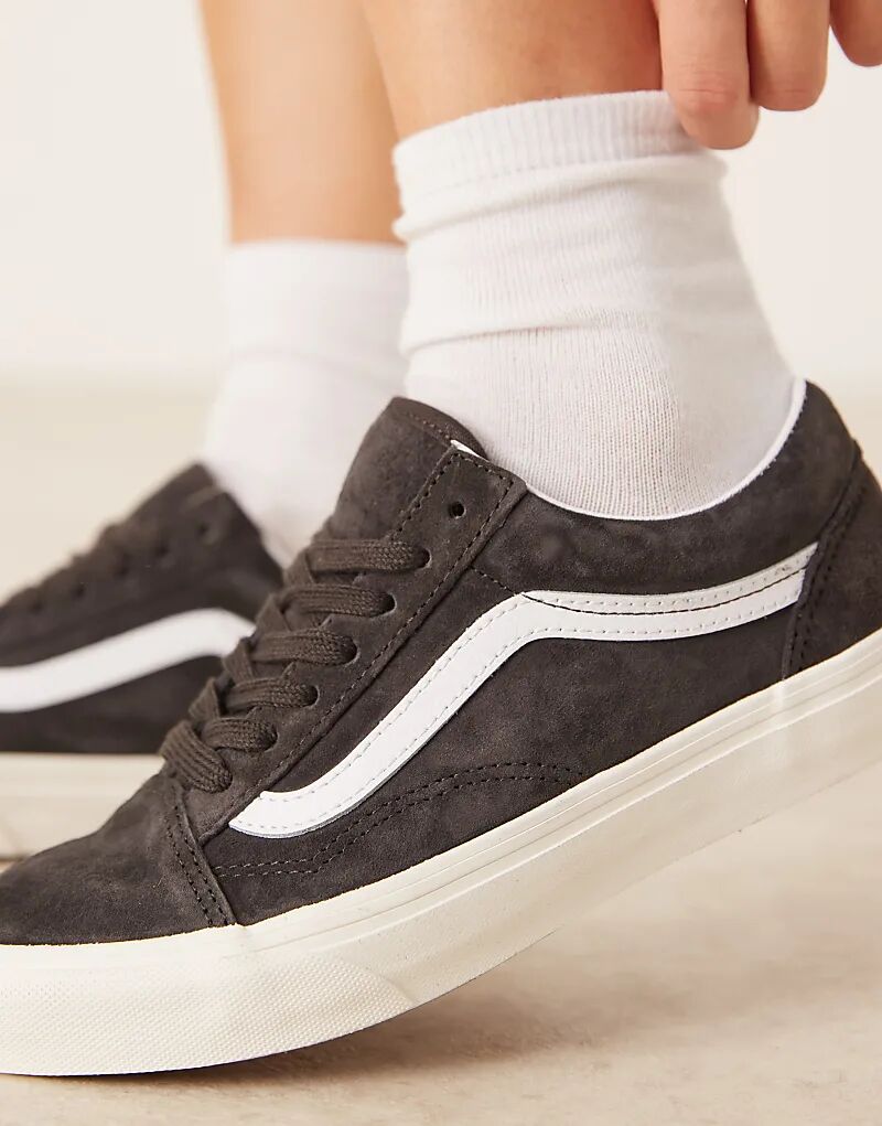 Кроссовки Vans Old Skool из свиной замши темно-коричневого цвета — фото 3