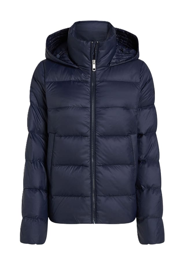 

Стеганая куртка с воротником-стойкой и нашивкой-логотипом Tommy Hilfiger, синий