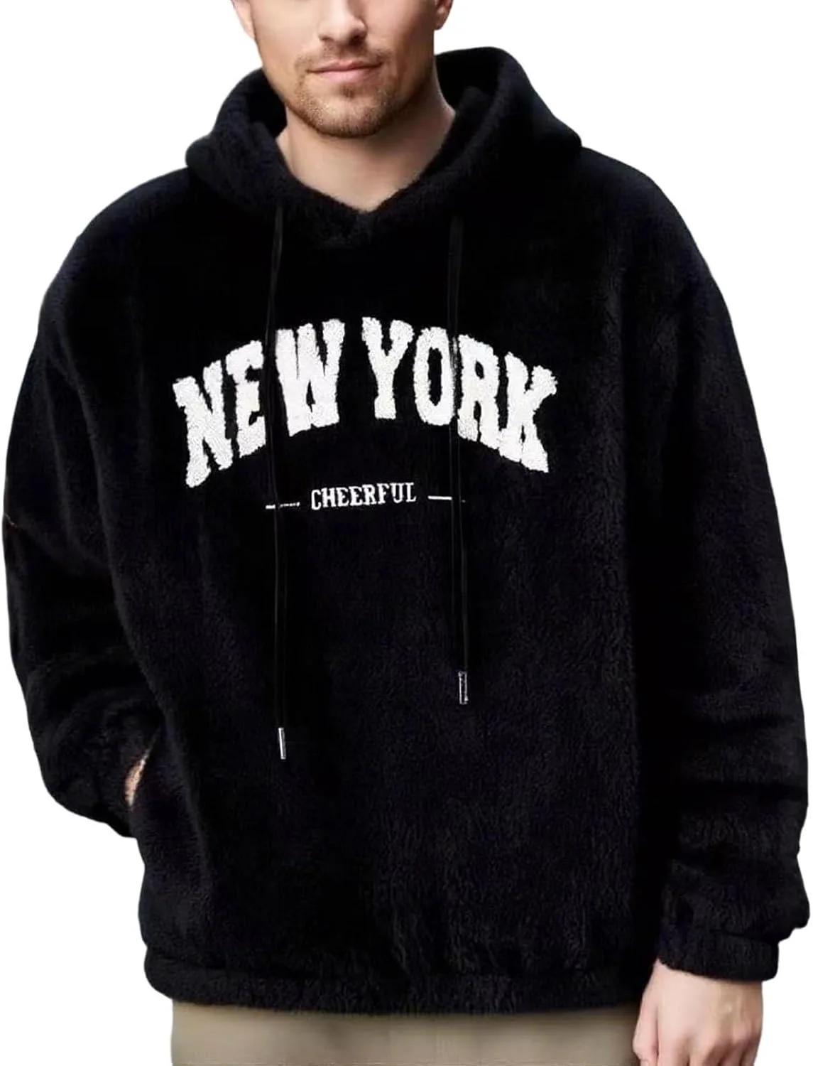 

Мужской худи с принтом и свободным кроем