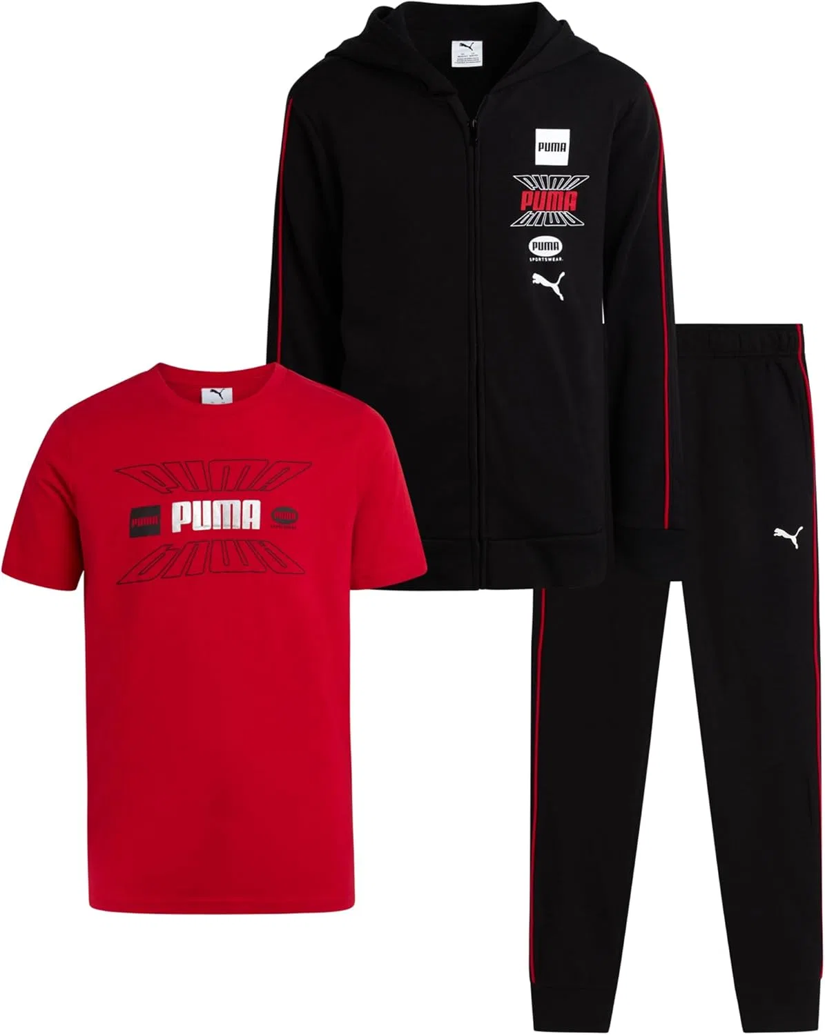 Спортивный костюм для мальчиков PUMA, 3 предмета, Red/Black