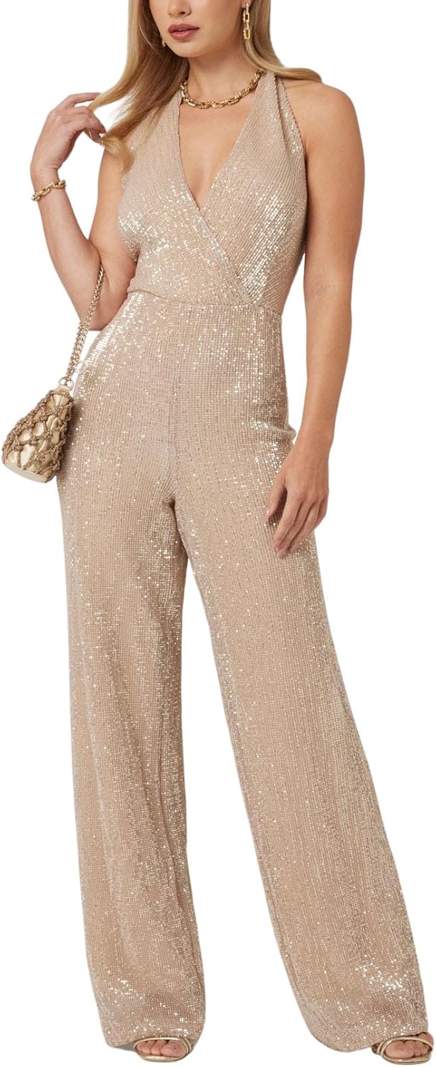 

GUESS женский безрукавный комбинезон Suvi с пайетками, Champagne Multi