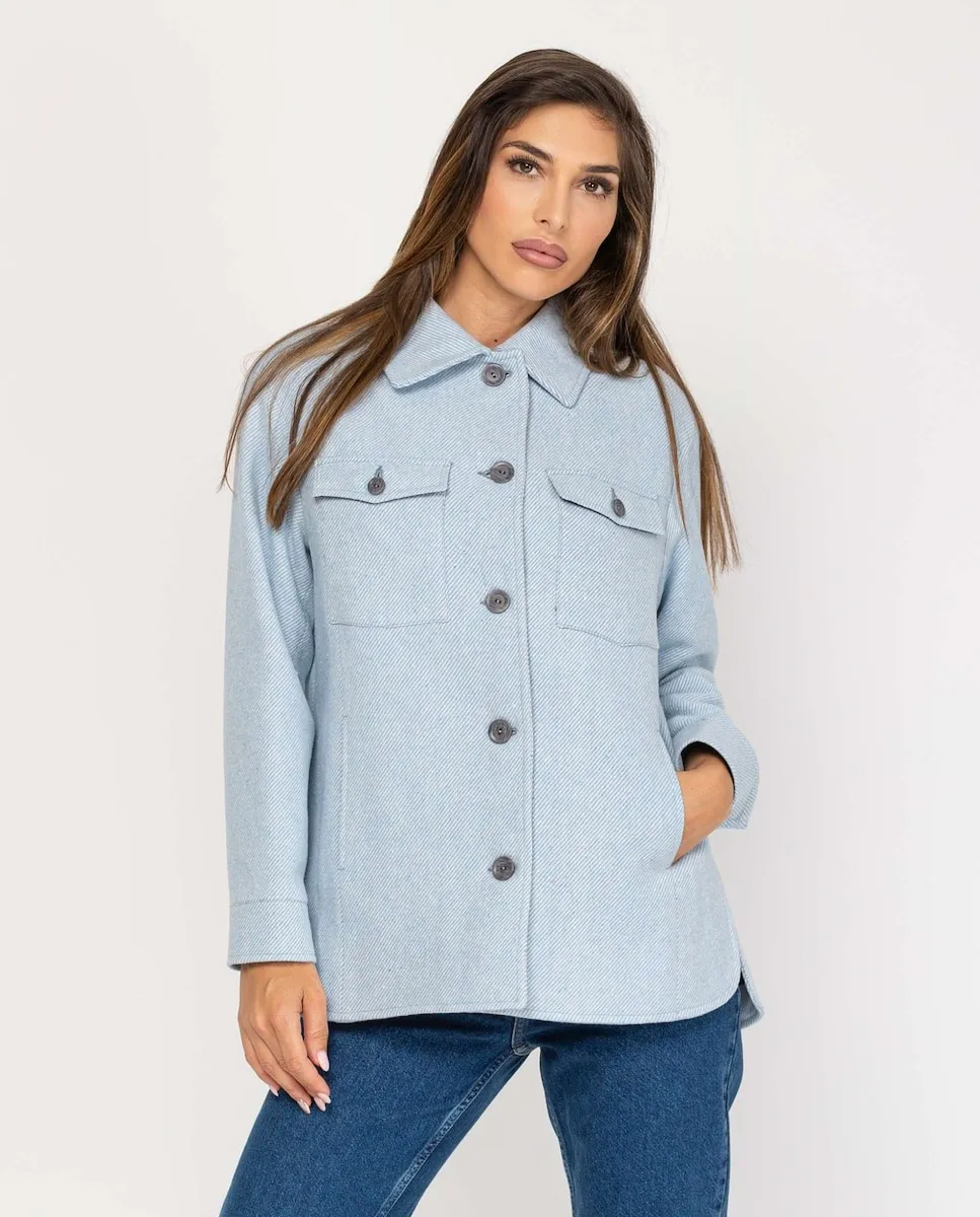 

Женская рубашка с воротником-стойкой и манжетами на рукавах с пуговицами Fsh, синий