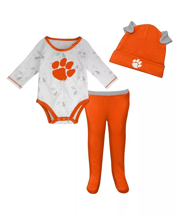 

Комплект из боди с длинными рукавами реглан Clemson Tigers Dream Team, шапочки и штанов, для новорожденных и младенцев, мальчиков и девочек, оранжевый, белый Outerstuff
