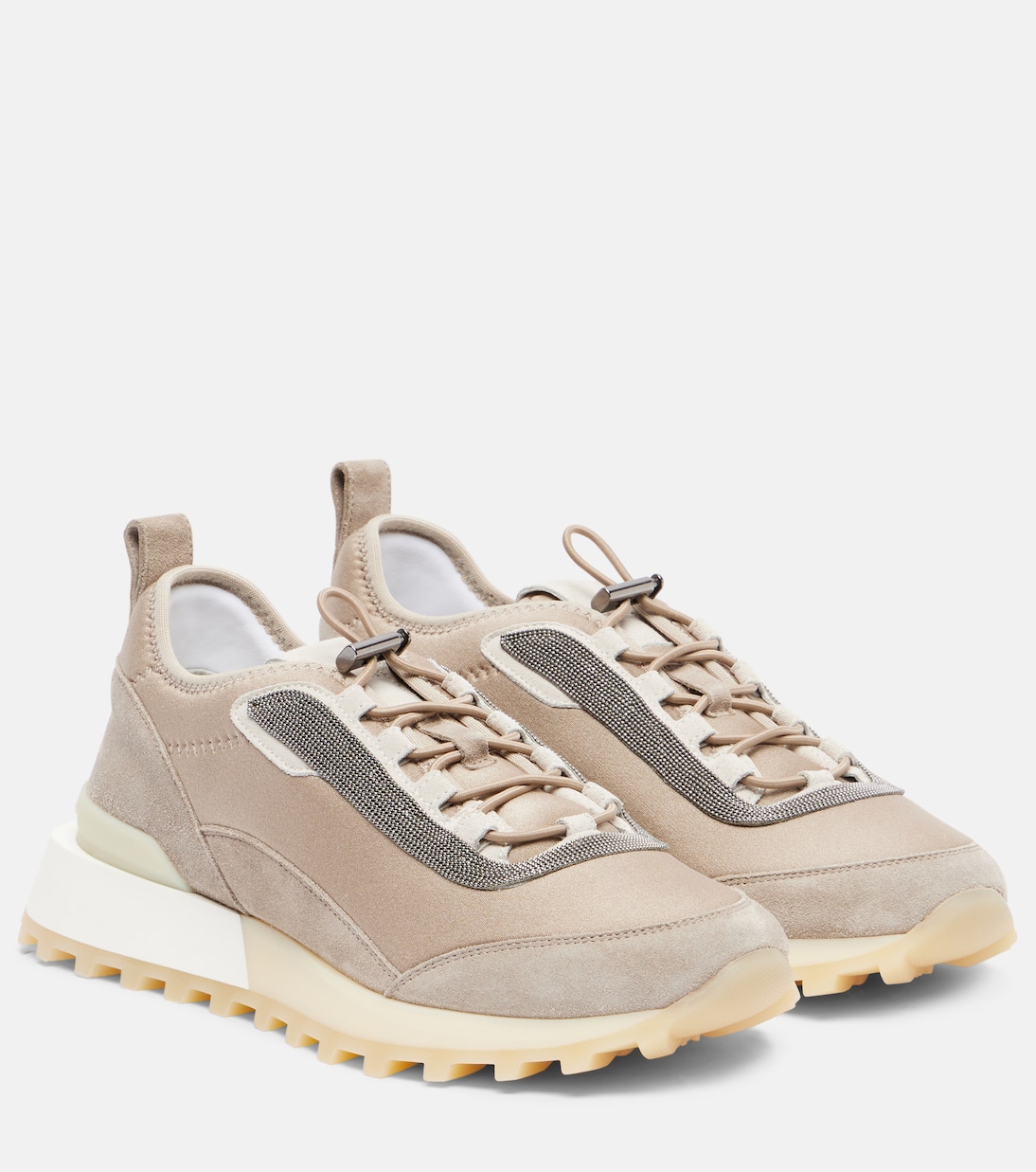 Кроссовки Runner из замши и парусины Brunello Cucinelli, Ice