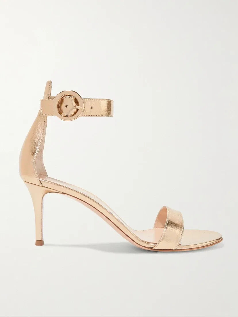 Босоножки Portofino 70 из металлизированной кожи Gianvito Rossi, золотой